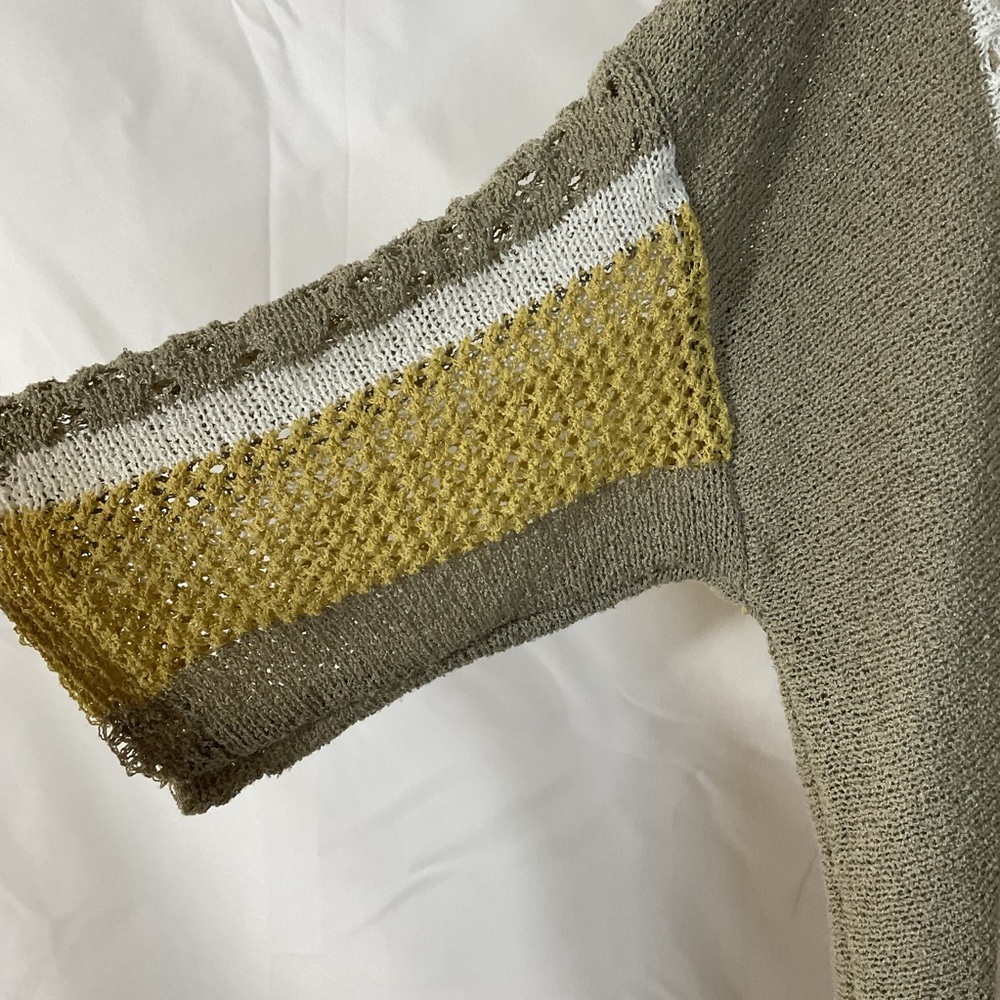 Easel Olive and Mustard Striped Sweater - Picture 3 of 5